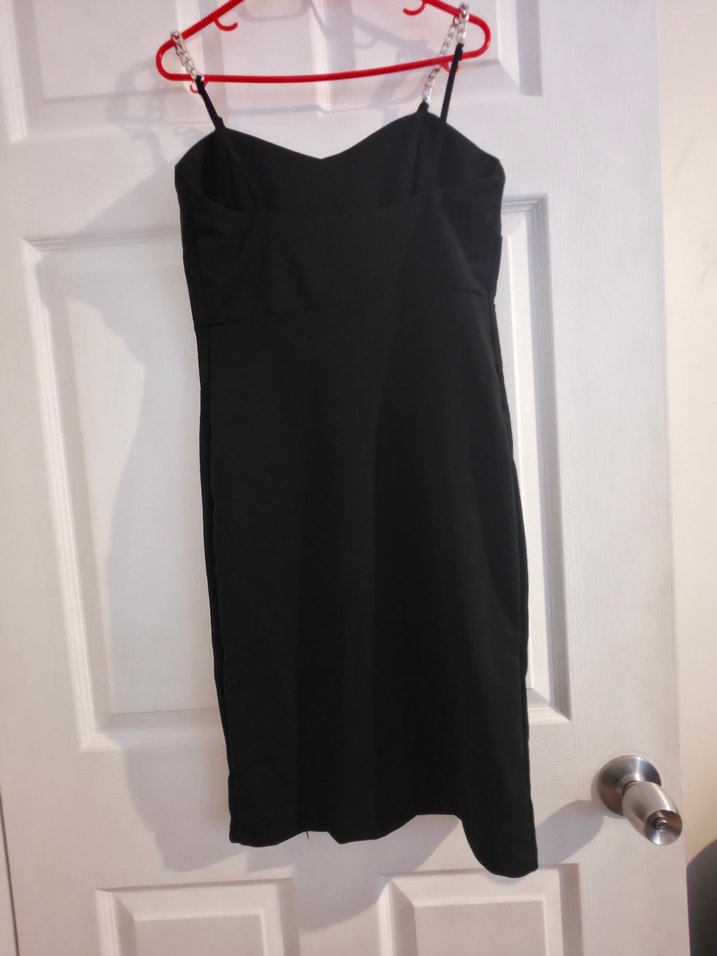 Siyah V Yakalı Midi Elbise - Görsel 3