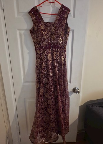 Bordo Dantelli Uzun Abiye Elbise - Görsel 4