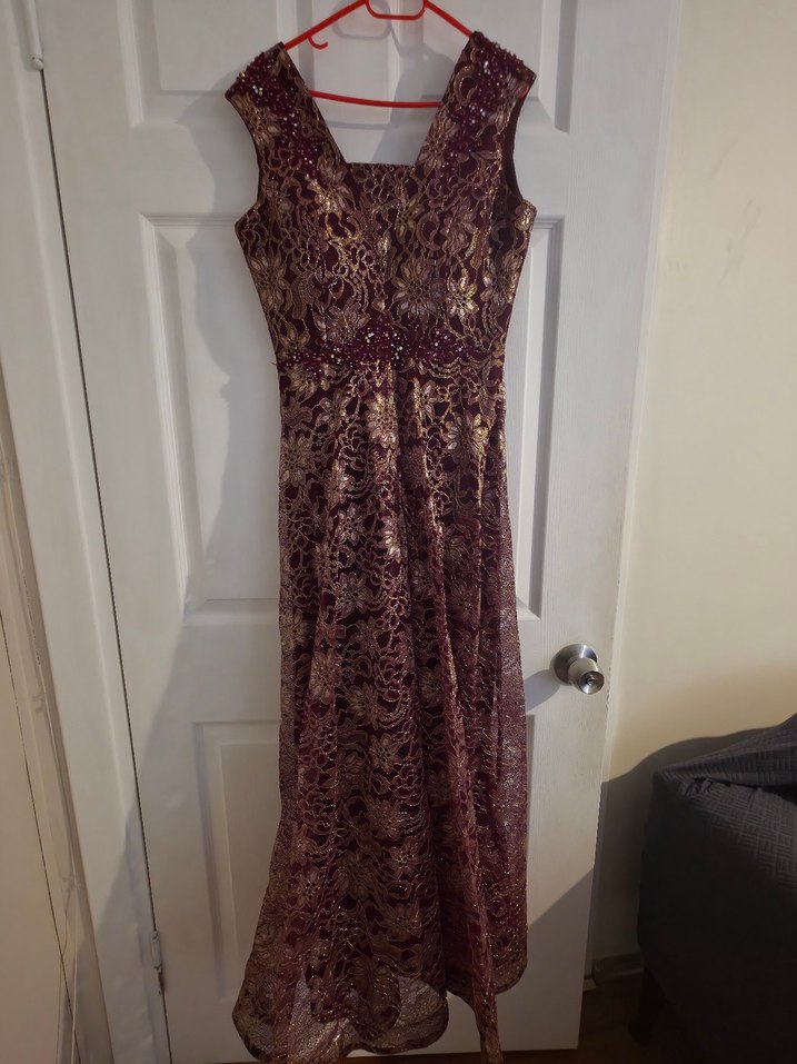 Bordo Dantelli Uzun Abiye Elbise - Görsel 4