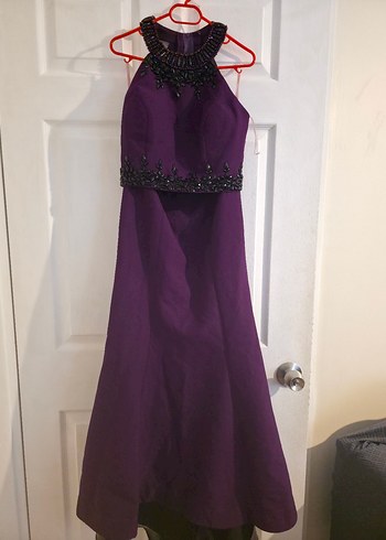 Kadın Mor Uzun Drapeli Gotik Abiye Elbise - Görsel 4