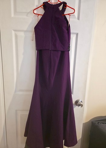 Kadın Mor Uzun Drapeli Gotik Abiye Elbise - Görsel 3