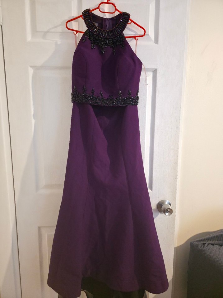 Kadın Mor Uzun Drapeli Gotik Abiye Elbise - Görsel 4