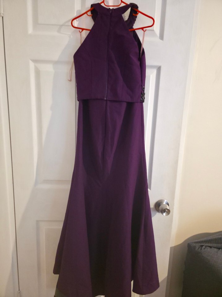 Kadın Mor Uzun Drapeli Gotik Abiye Elbise - Görsel 3