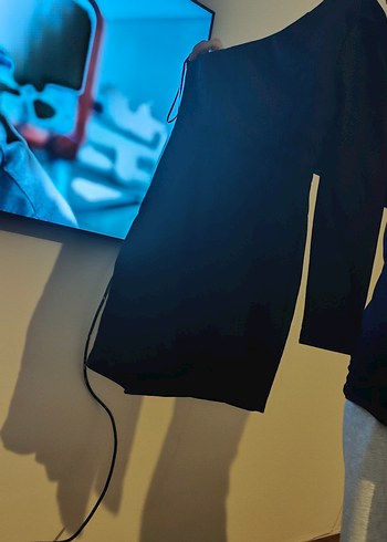 Tek Omuz Drapeli Siyah Midi Elbise - Görsel 4