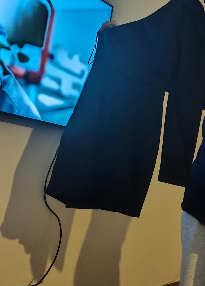 Tek Omuz Drapeli Siyah Midi Elbise - Görsel 4