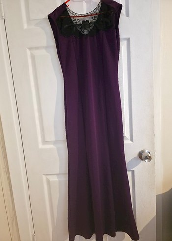 Uzun Mor V Yaka Kolsuz Elbise - Görsel 2