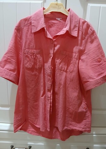 Pembe Keten Düğmeli çocuk Gömlek - Görsel 3