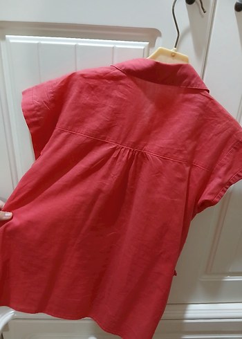 Pembe Keten Düğmeli çocuk Gömlek - Görsel 7