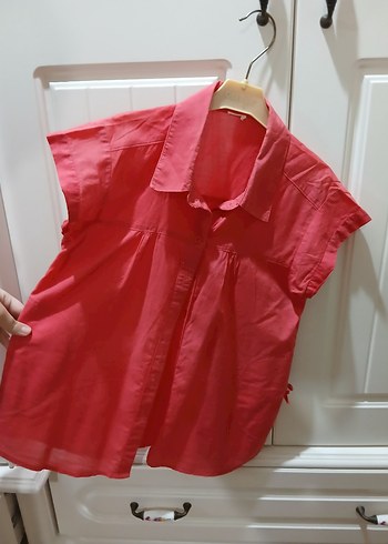 Pembe Keten Düğmeli çocuk Gömlek - Görsel 4