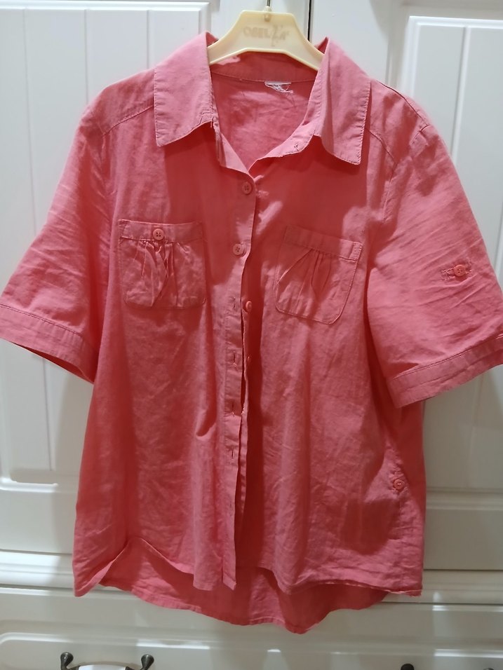 Pembe Keten Düğmeli çocuk Gömlek - Görsel 3