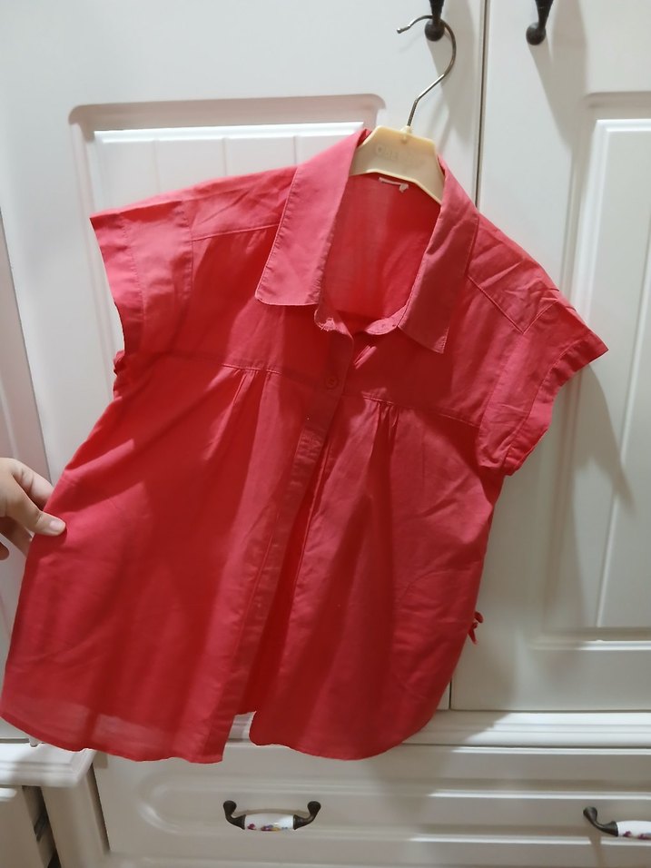 Pembe Keten Düğmeli çocuk Gömlek - Görsel 4