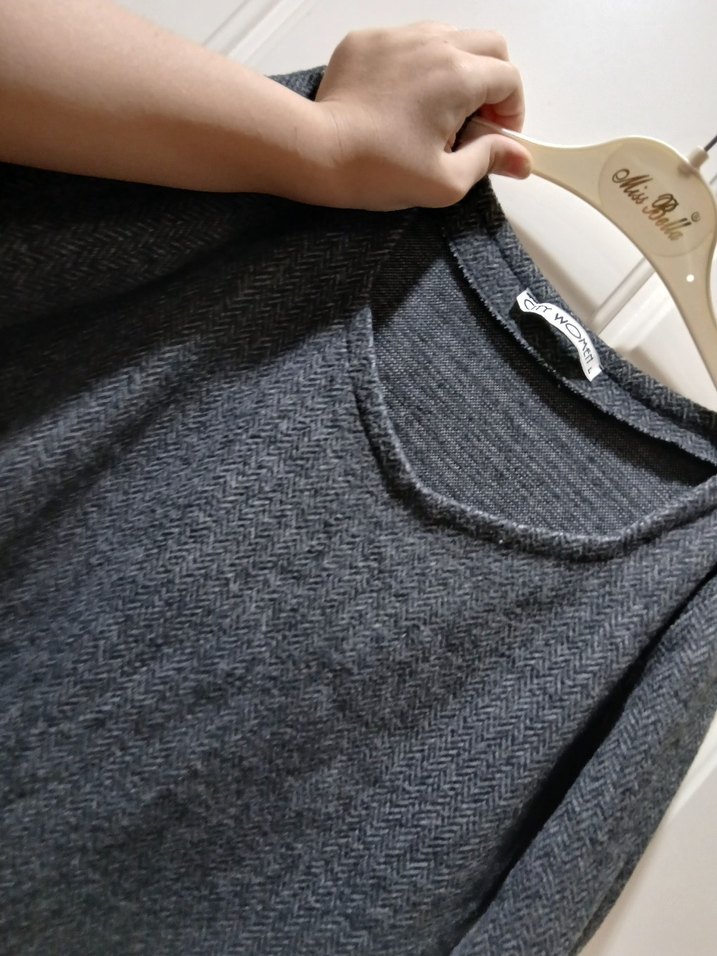 Gri Uzun Kollu Midi Triko Elbise - Görsel 2