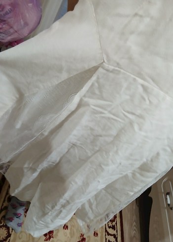 Beyaz Midi Keten Pilili Salaş Etek - Görsel 5