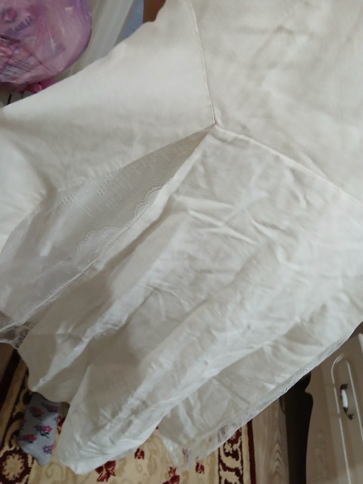 Beyaz Midi Keten Pilili Salaş Etek - Görsel 5