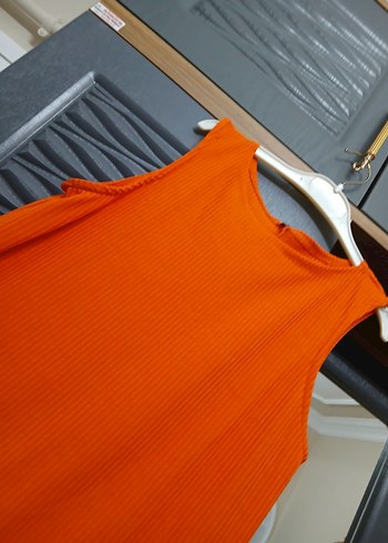 Turuncu Uzun Kollu Salaş Elbise - Görsel 3