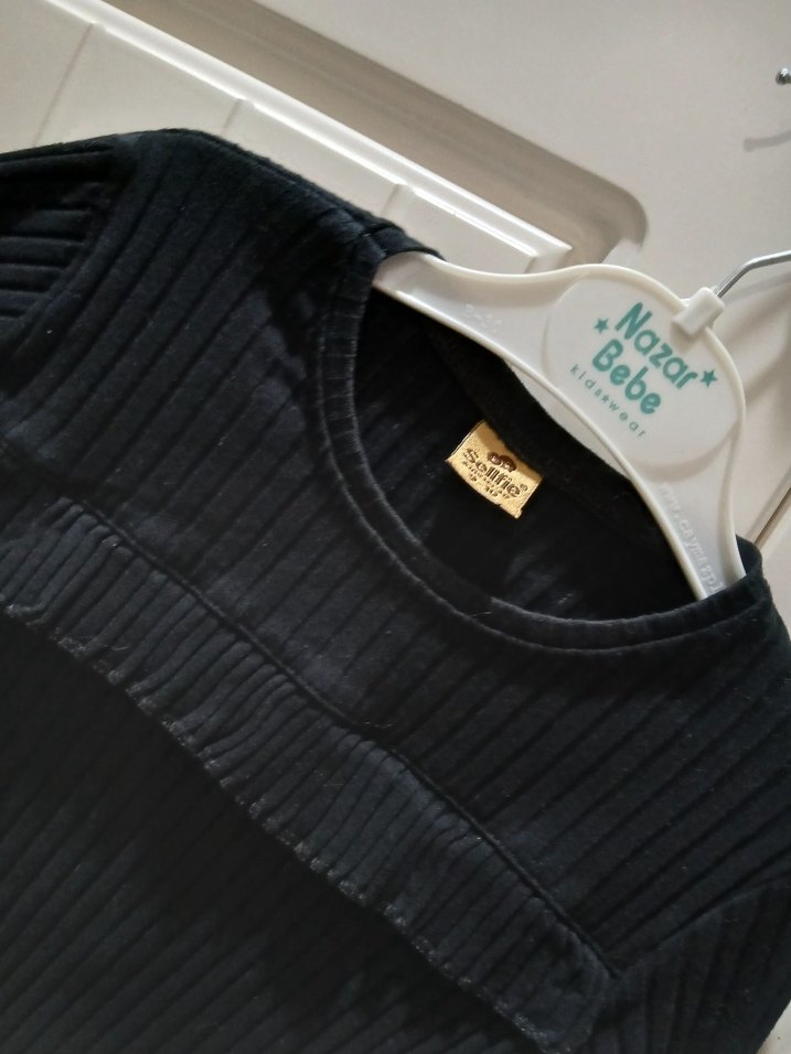 Siyah Uzun Kollu İnce Triko çocuk Kazak - Görsel 2