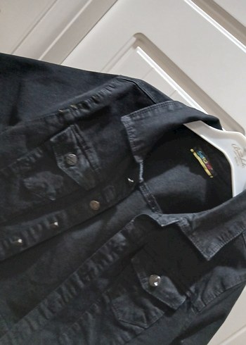 Düğmeli Siyah çocuk Denim Ceket - Görsel 2