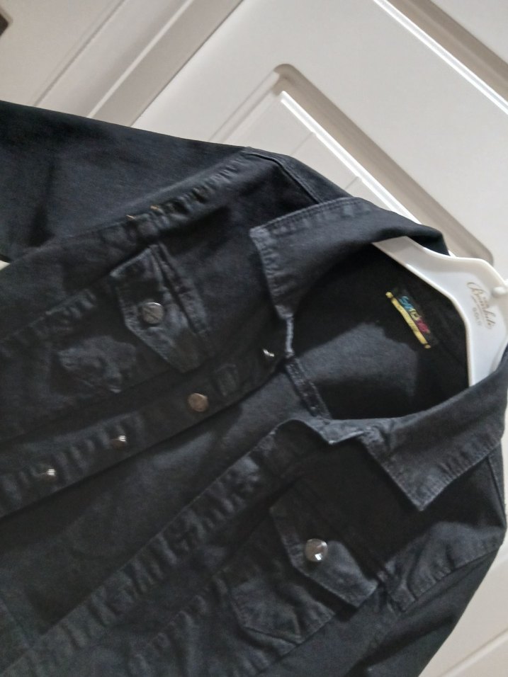 Düğmeli Siyah çocuk Denim Ceket - Görsel 2