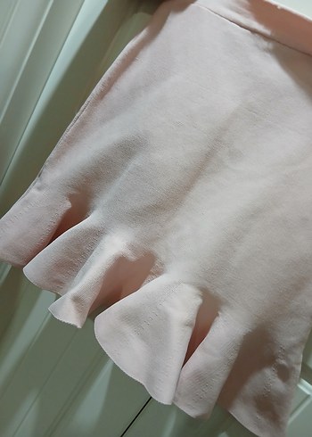 Pembe Volanlı Midi Kadın Etek - Görsel 2