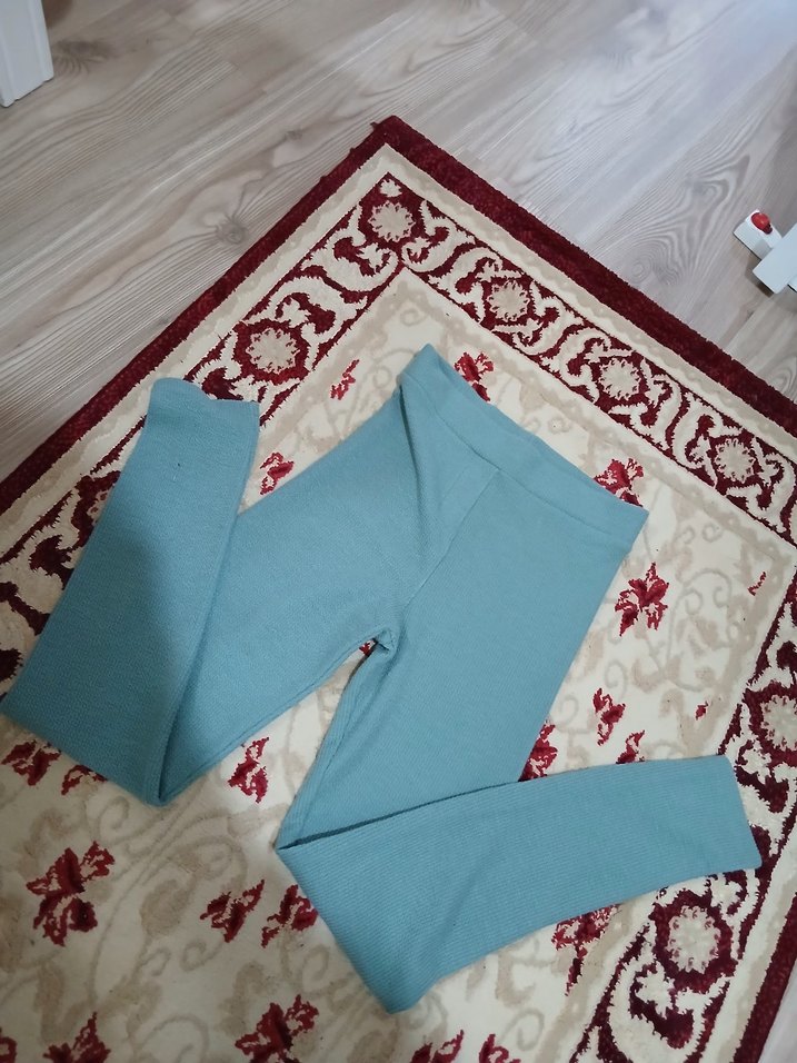 Kız Çocuk Mavi Elastik Bel Tayt - Görsel 3