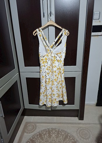 Sarı Desenli Midi Bohem Elbise - Görsel 5