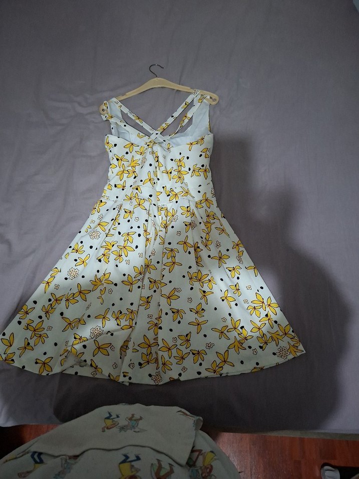 Sarı Desenli Midi Bohem Elbise - Görsel 3