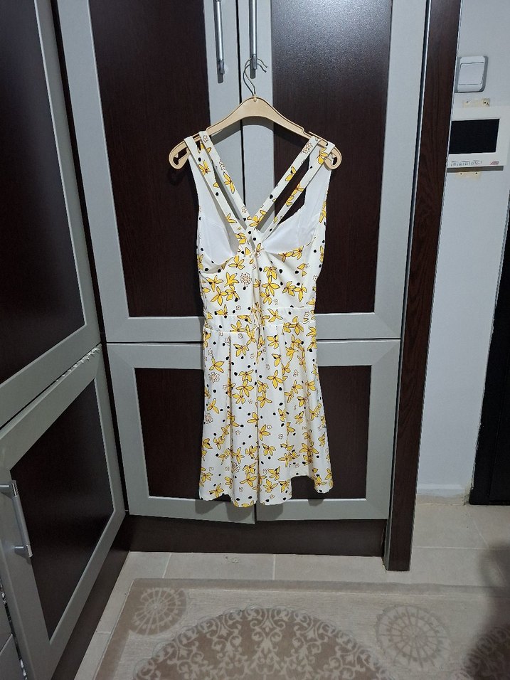 Sarı Desenli Midi Bohem Elbise - Görsel 5