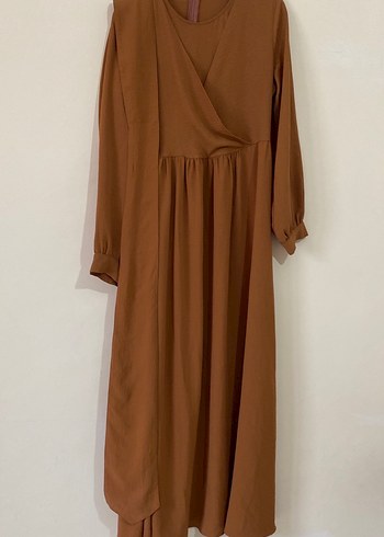 Uzun Keten V Yaka Salaş Elbise - Görsel 2