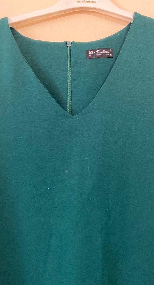 Kadın Turkuaz Uzun V Yaka Kolsuz Elbise - Görsel 3