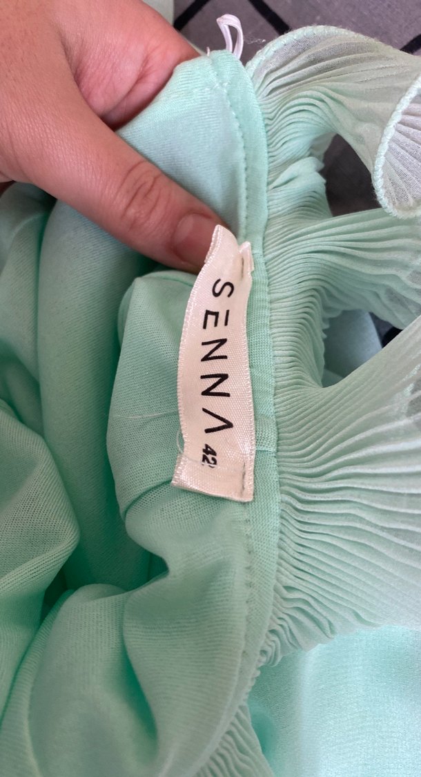 Mavi Uzun Drapeli Bohem Elbise - Görsel 4