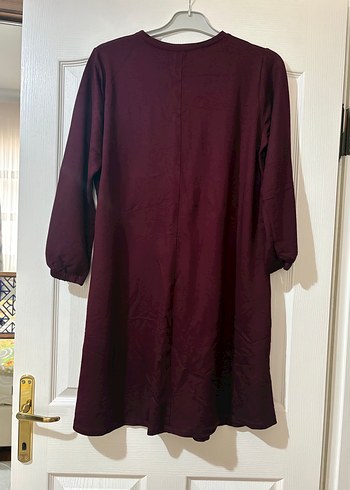 Bordo Uzun Kesim Keten Tunik - Görsel 2