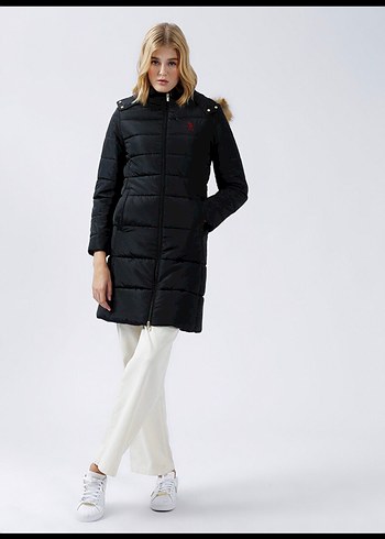 Siyah Uzun Kadın Kışlık Mont - Görsel 2