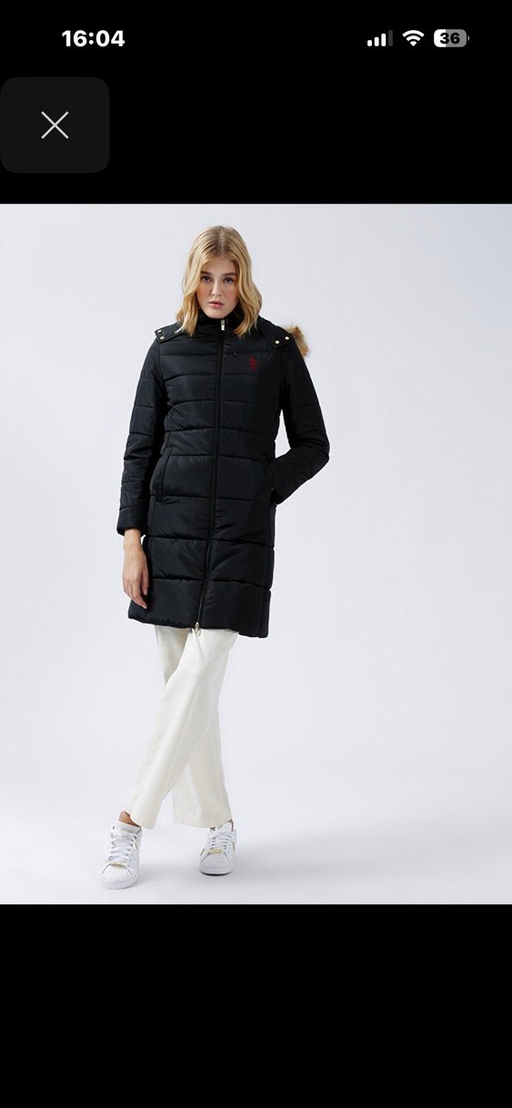 Siyah Uzun Kadın Kışlık Mont - Görsel 2