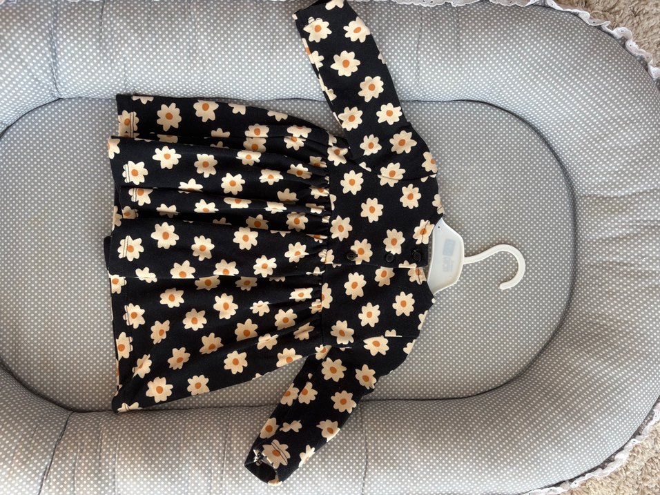 Çiçek Desenli Uzun Kollu Kız Elbisesi - Görsel 3