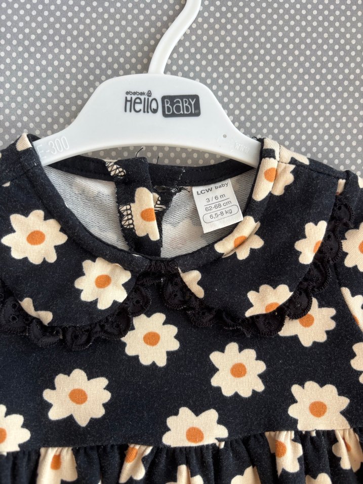 Çiçek Desenli Uzun Kollu Kız Elbisesi - Görsel 2