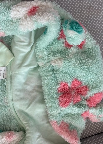 Peluş Kapüşonlu Bebek Kız Tulum - Görsel 2