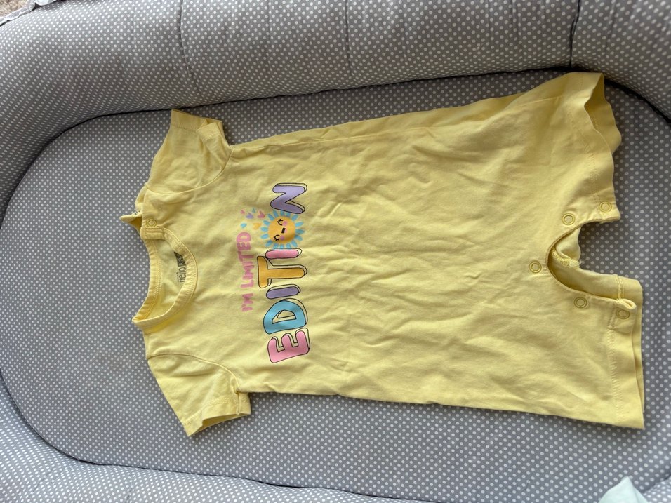 Sarı Baskılı Kız Çocuk Kısa Kollu tulum - Görsel 3