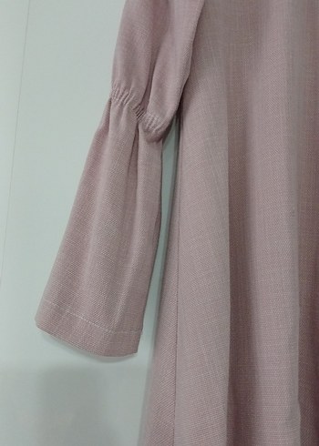 Uzun Kollu Bej Keten Tunik - Görsel 4