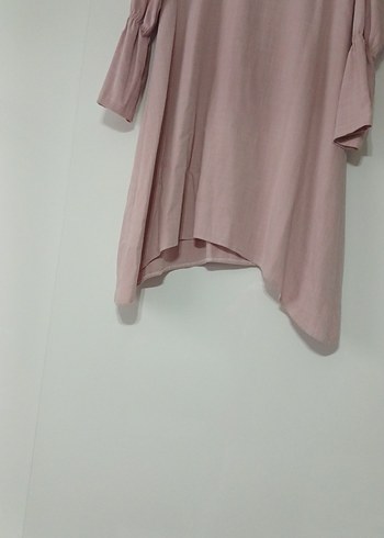 Uzun Kollu Bej Keten Tunik - Görsel 5