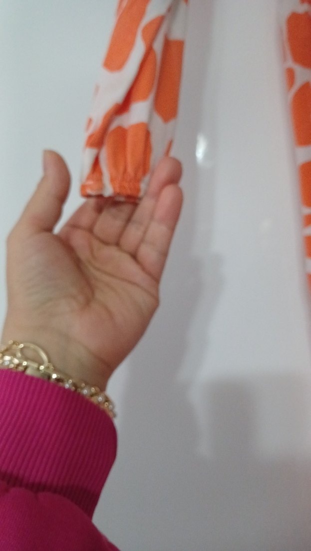 Bohem Tarz Turuncu Uzun Kollu Elbise - Görsel 3