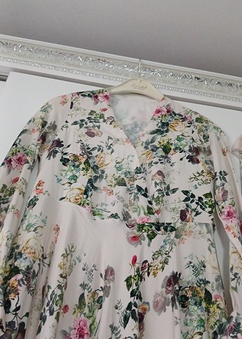 iki elbise anne kız Bohem Beyaz Çiçekli Uzun Elbise s m bedenler - Görsel 2