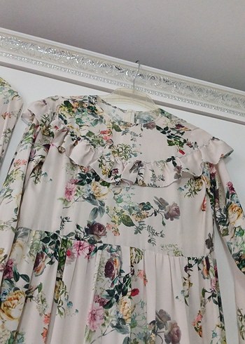 iki elbise anne kız Bohem Beyaz Çiçekli Uzun Elbise s m bedenler - Görsel 4