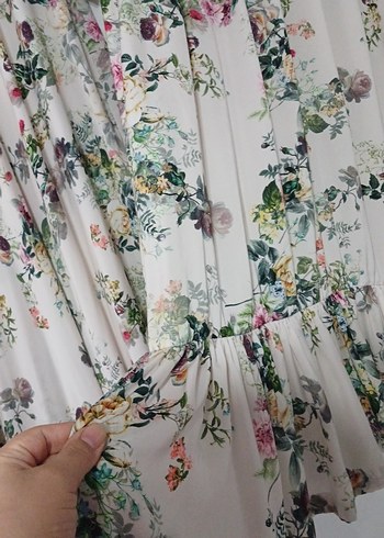 iki elbise anne kız Bohem Beyaz Çiçekli Uzun Elbise s m bedenler - Görsel 6