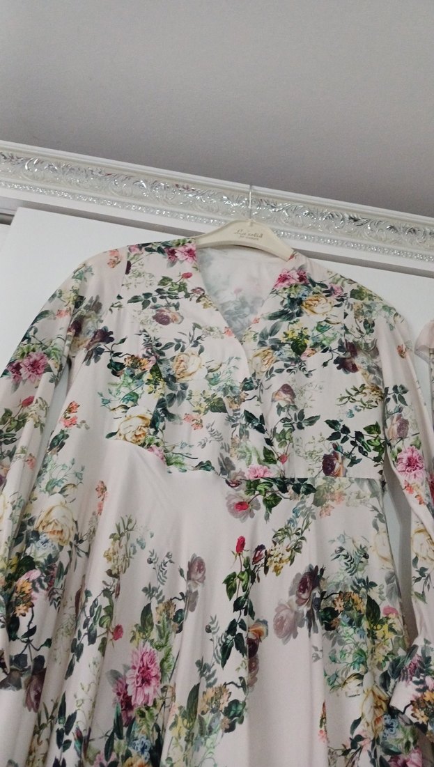 iki elbise anne kız Bohem Beyaz Çiçekli Uzun Elbise s m bedenler - Görsel 2