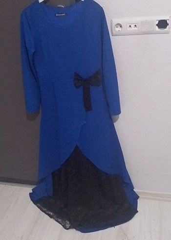 Mavi Uzun Kollu Kadın Elbise - Görsel 2