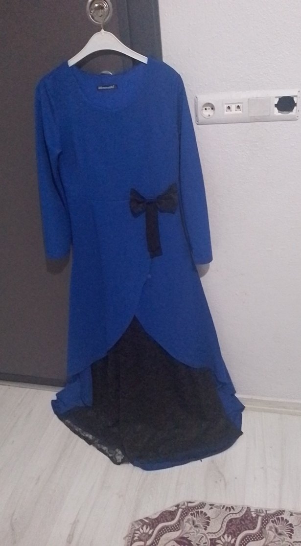 Mavi Uzun Kollu Kadın Elbise - Görsel 2