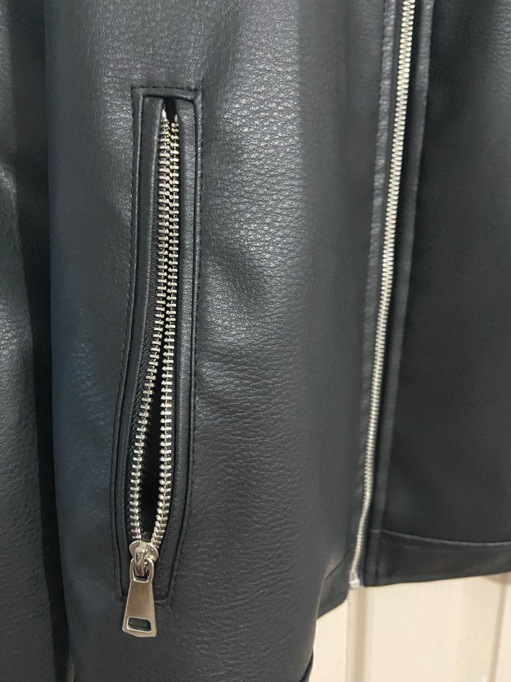 Siyah Deri Biker Ceket - Görsel 3