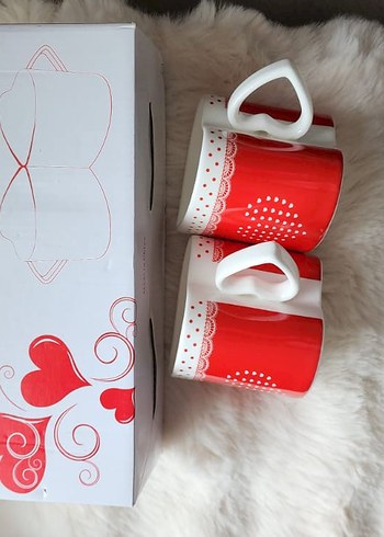 Sevgililer Gününe Özel Kırmızı Kalp Desenli İkili Kupa Seti - Görsel 4