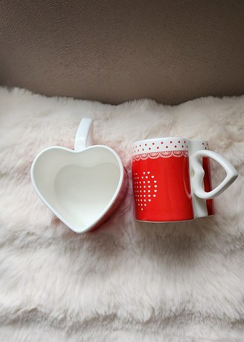 Sevgililer Gününe Özel Kırmızı Kalp Desenli İkili Kupa Seti - Görsel 2