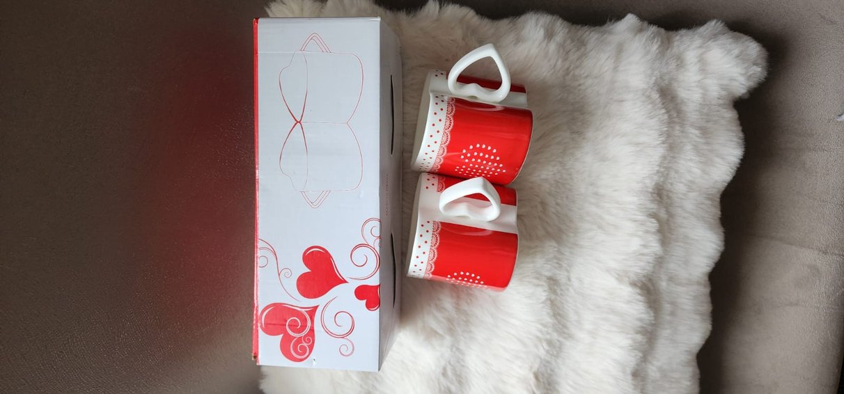 Sevgililer Gününe Özel Kırmızı Kalp Desenli İkili Kupa Seti - Görsel 4